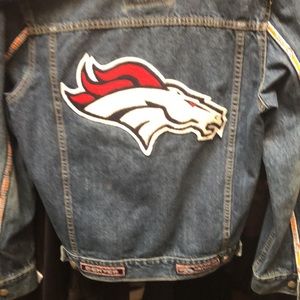 Broncos blue Jean jacket size medium